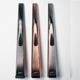 Sleek pewter, rose gold and silver lighters