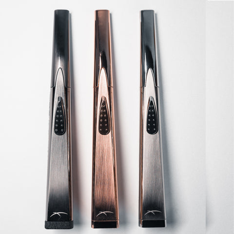 Sleek pewter, rose gold and silver lighters